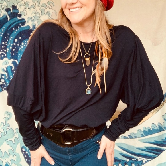 yeohlee Tops - Yeohlee black jersey structured box sleeve tee XL